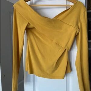 Chic Mustard Off-Shoulder Wrap Top